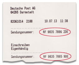 Deutsche Post Sendungsnummer